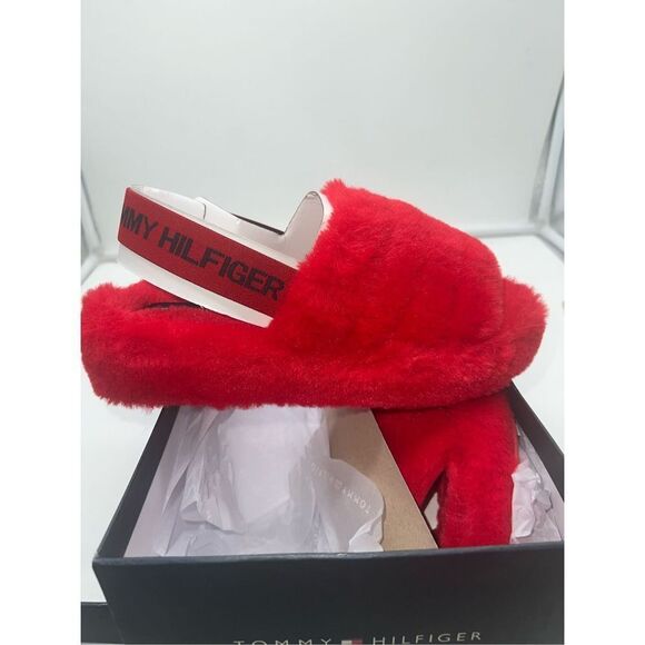 Tommy Hilfiger Red Fluffy Slippers - Picture 5 of 8